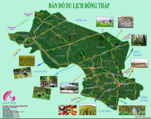 bản đồ du lịch tỉnh Đồng Tháp
